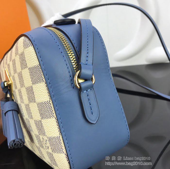 路易威登LV女包 頂級原單 N40154 N40155 Saintonge手袋 Damier Azur帆布 彩色皮革飾邊 可手提 可肩背 斜挎   ydh2696